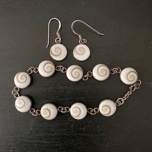 Shiva Eye Bracelet and Earrings Set  Sterling Silver